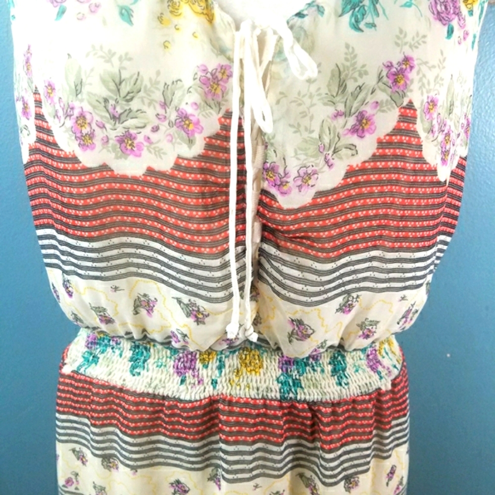 Free People Boho Floral striped Midi Dress Sz small/sm - Picture 4 of 8